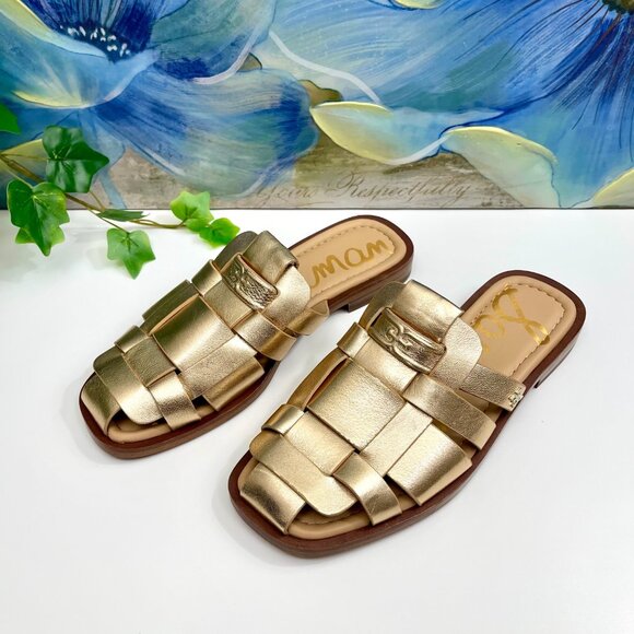 Sam Edelman Dina Fisherman Mule in Gold Quartz Leather size 6 - Picture 2 of 11